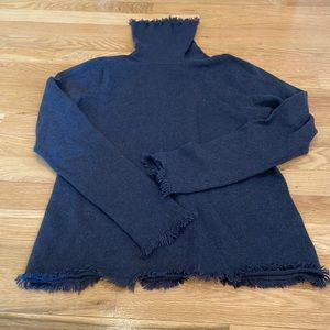 Navy cashmere sweater with cute fringe